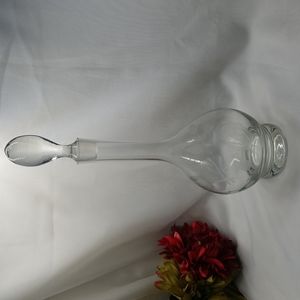 Mid Century Tall Etched Wine Decanter